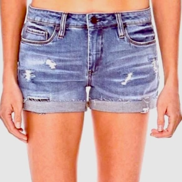 BLANKNYC Girls Tomboy Distressed Denim Cuffed Shorts, 10 - Picture 7 of 7